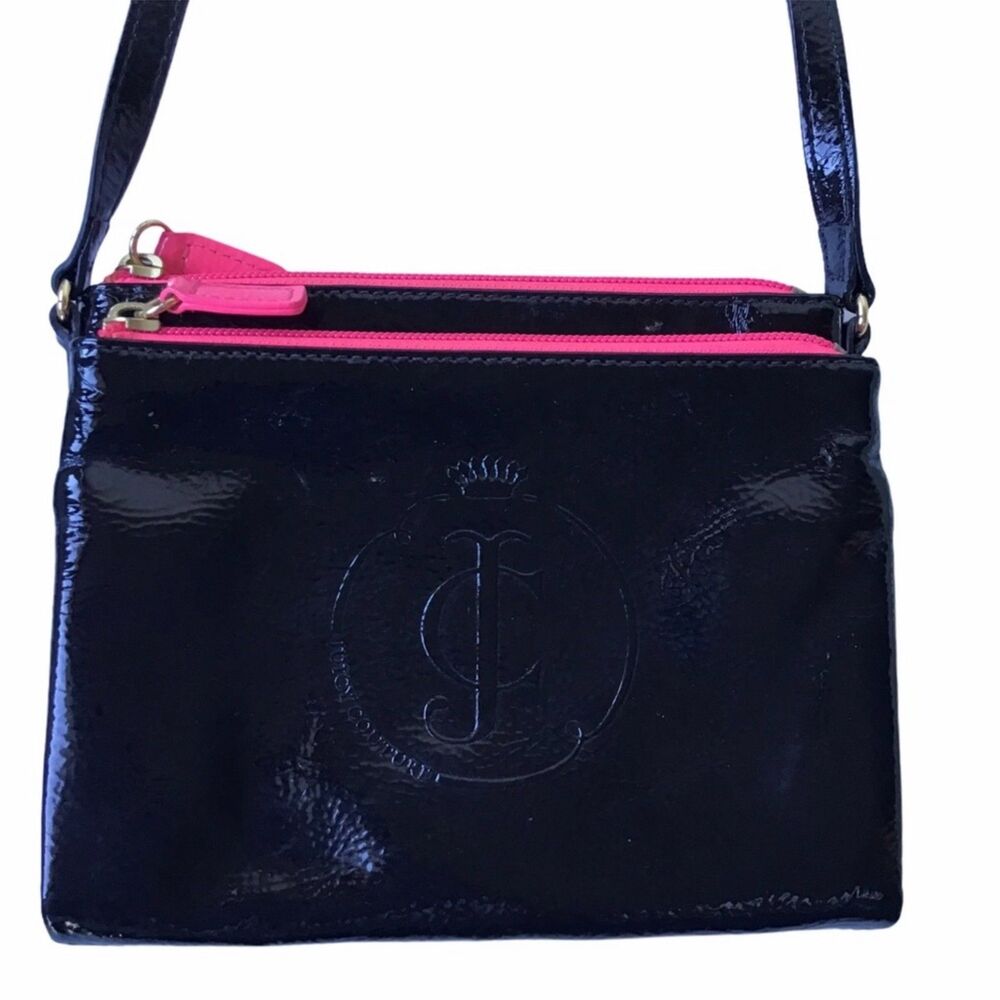 Juicy Couture Patent Leather Crossbody & Wallet Bag Black
